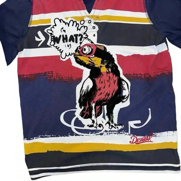 Boy's Desigual Hoodie Tee, Size 11-12, Navy & Red trendy funny - Picture 3 of 5